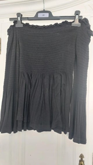 Top mujer manga larga negro talla 38 escote barrot