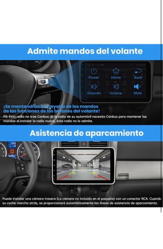 Radio 1 DIN Android 13 Pantalla 10,1” CarPlay