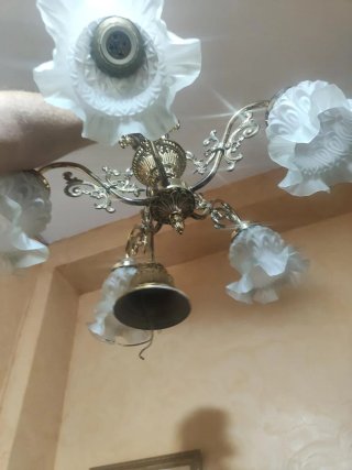 Lámpara araña latón 5 brazos vintage