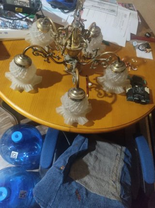 Lámpara araña latón 5 brazos vintage