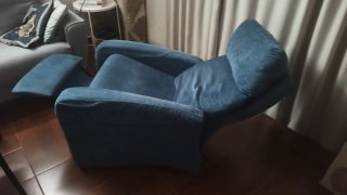 2 Sillones Relax Reclinables Tela Azul