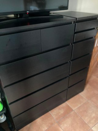 Cómodas Malm Negras 80cm + 40cm
