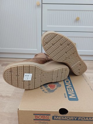 Botines Skechers Cuña Marrones