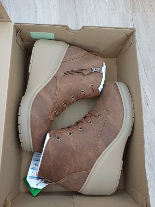 Botines Skechers Cuña Marrones