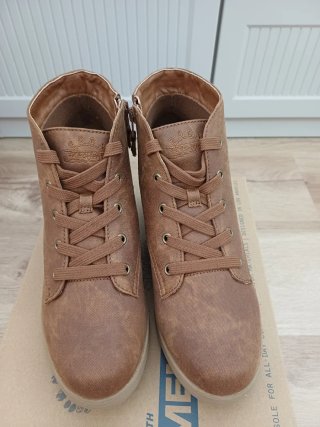 Botines Skechers Cuña Marrones