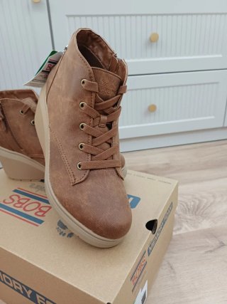 Botines Skechers Cuña Marrones
