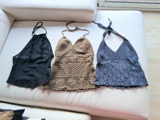 Conjunto 3 Tops Verano Crochet y Encaje