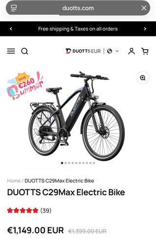 Bicicleta Eléctrica Duotts C29max A ESTRENAR