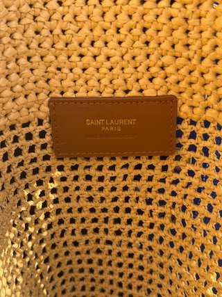 Saint Laurent Icare Rafia Bolso Beige/Oro