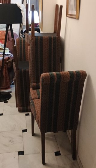 Sillas Comedor Tapizadas Madera Marrón y Verde
