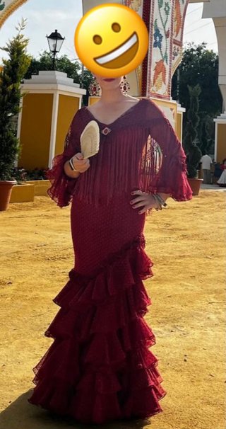 Traje Flamenca Rojo Plumeti talla 36-38