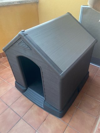 Caseta para perro marrón y transparente