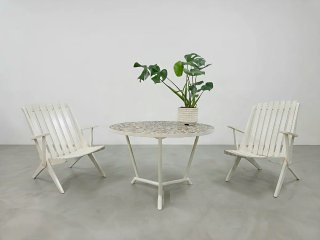 Mesa mosaico GRESITE + 2 sillas plegables | 60s