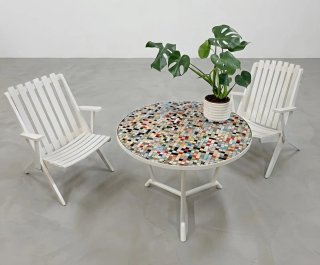 Mesa mosaico GRESITE + 2 sillas plegables | 60s