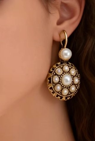Pendientes Vintage Chapado Oro Perlas