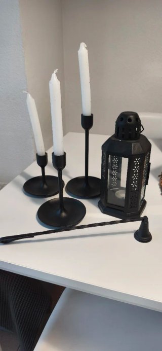 Conjunto Candelabros y Farolillos Negro