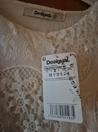 Blusa Desigual Encaje Blanca Talla M