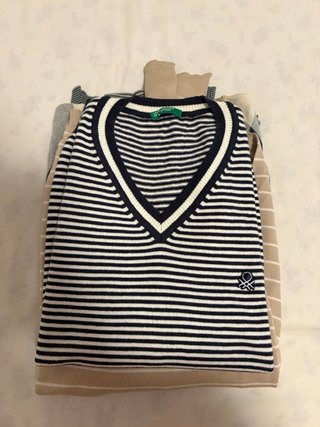 Maglione Benetton Argyle Grigio Verde