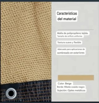 Toldo Vela Rectangular 3X5 Metros