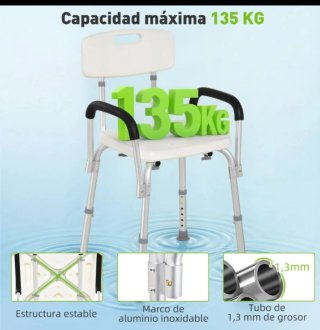 Silla de ducha con asiento y respaldo