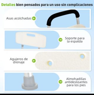 Silla de ducha con asiento y respaldo