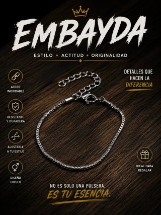 Pulsera plateada con cadena ajustable