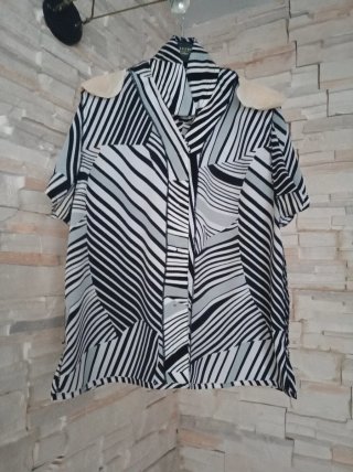 Camisa manga corta estampada de rayas T. L