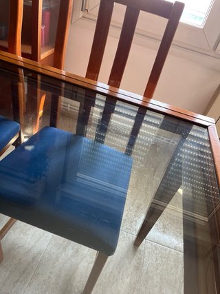 Mesa Comedor Madera y Cristal Extensible