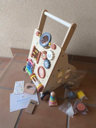Andador correpasillos madera con juegos sensoriale