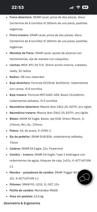 Bici Montaña Mondraker Chrono 29