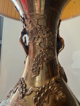 Lámpara Sobremesa Bronce Oriental Dragones