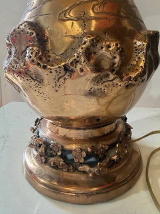 Lámpara Sobremesa Bronce Oriental Dragones