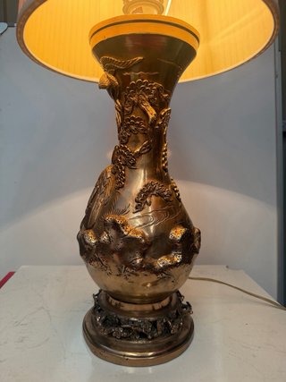 Lámpara Sobremesa Bronce Oriental Dragones