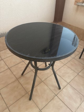 Mesa redonda terraza cristal y metal