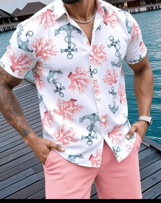 Conjunto Camisa y Pantalón Corto Coral
