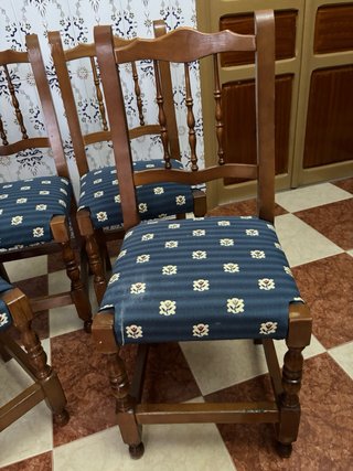 4 Sillas Rústicas Madera y Tela