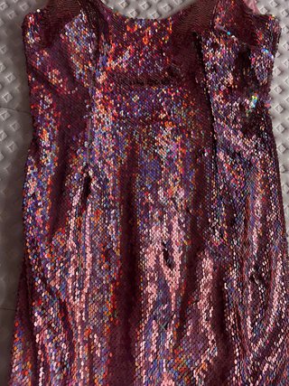 Vestido fiesta rosa holográfico lentejuelas rosa