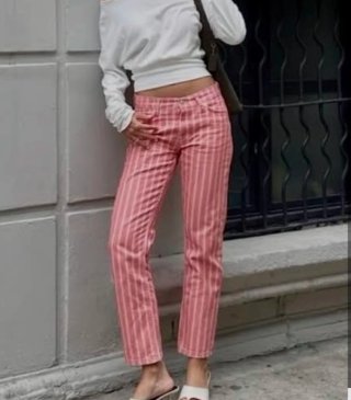 Pantalón Zara rayas rosa