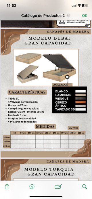 Canapé abatible de madera
