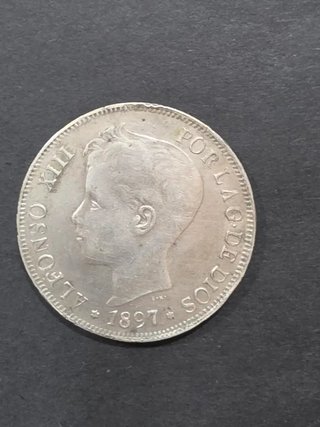 Moneda 5 pesetas Alfonso XIII 1897 Plata