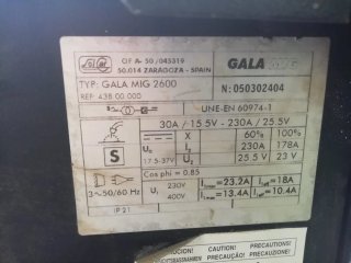 Equipo soldadura Galagar Galamig 2600