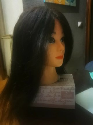 Cabeza de maniquí con pelo natural