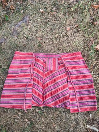Boho striped skirt women M (38) red