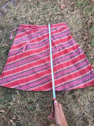 Boho striped skirt women M (38) red