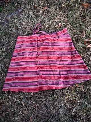 Boho striped skirt women M (38) red