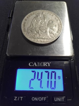 Moneda Perú 1 Sol 1892 Plata 9 Decimas
