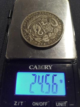 Moneda Plata Perú 5 Décimas 1924, 1 sol