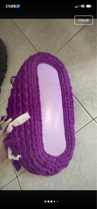 Borsa fatta a mano viola e bianca