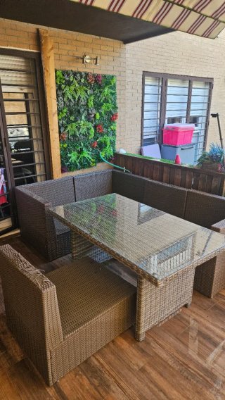 Conjunto Ratan Mesa Cristal Jardín