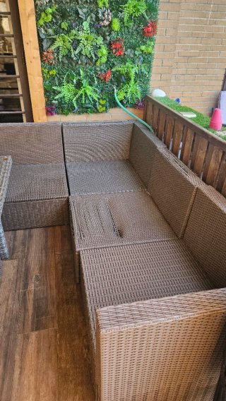Conjunto Ratan Mesa Cristal Jardín